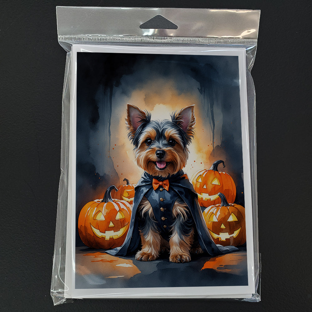 Yorkshire Terrier Yorkie Puppy Halloween Greeting Cards Pack of 8