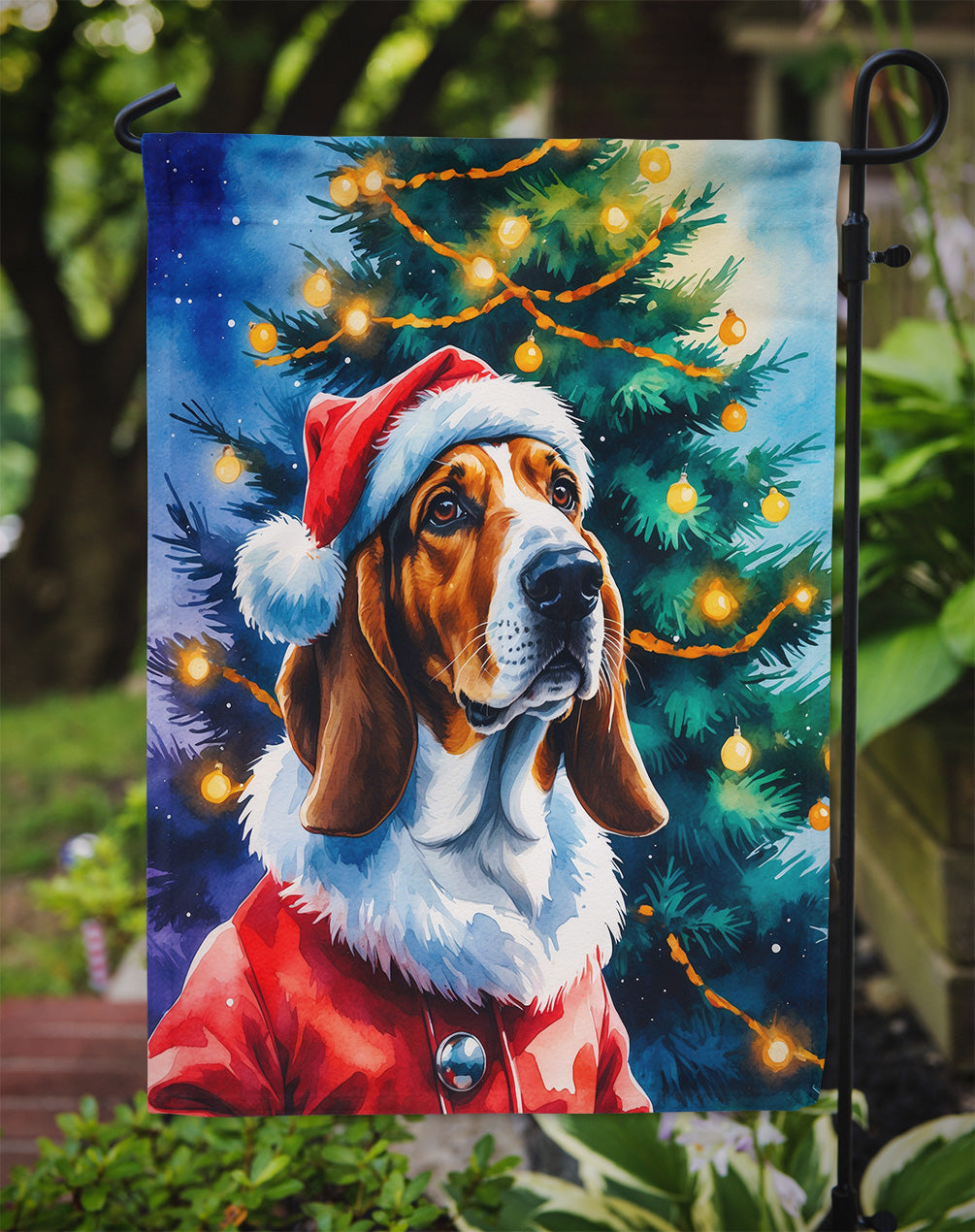 Basset Hound Christmas Garden Flag