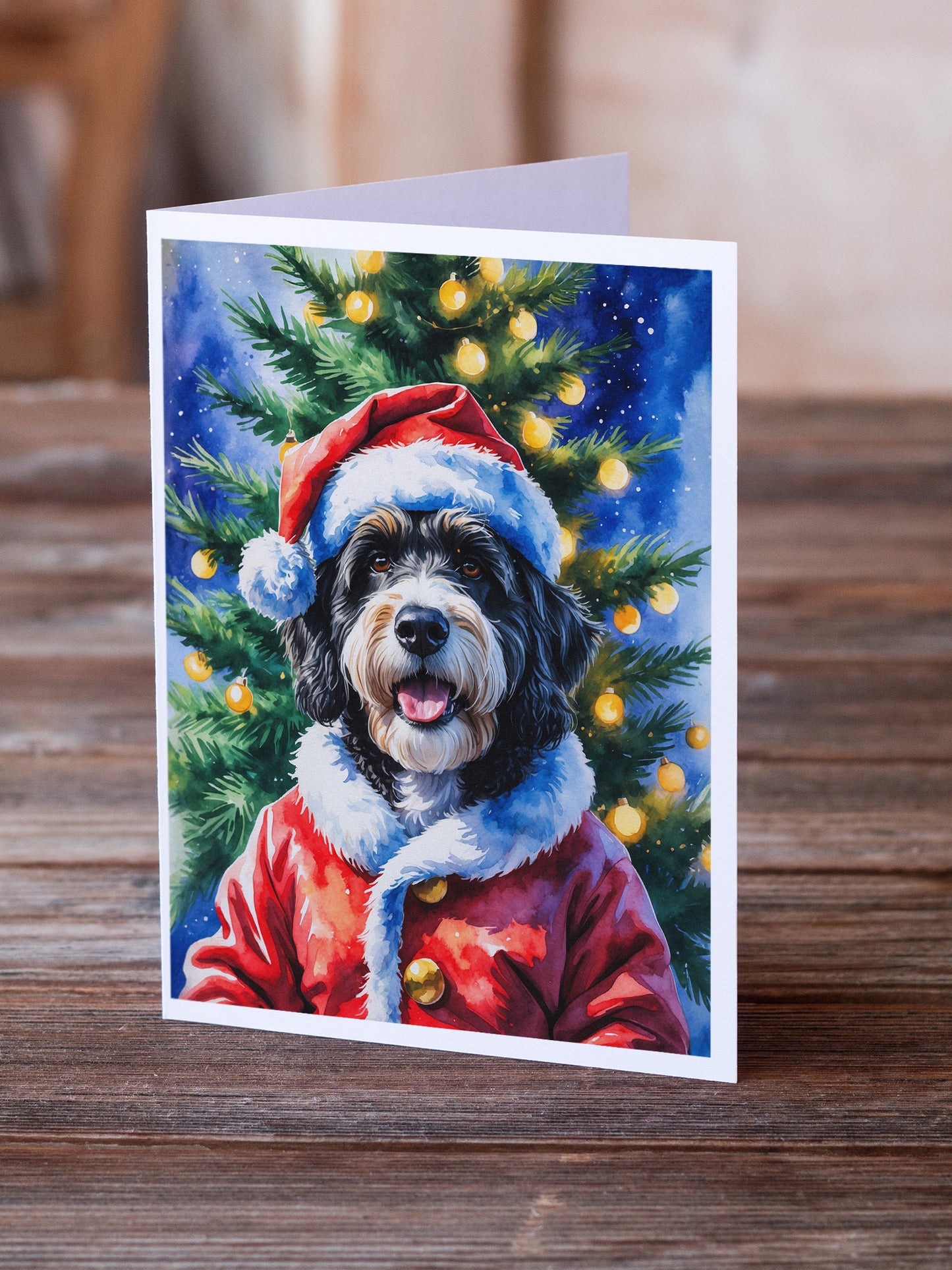 Bernedoodle Christmas Greeting Cards Pack of 8
