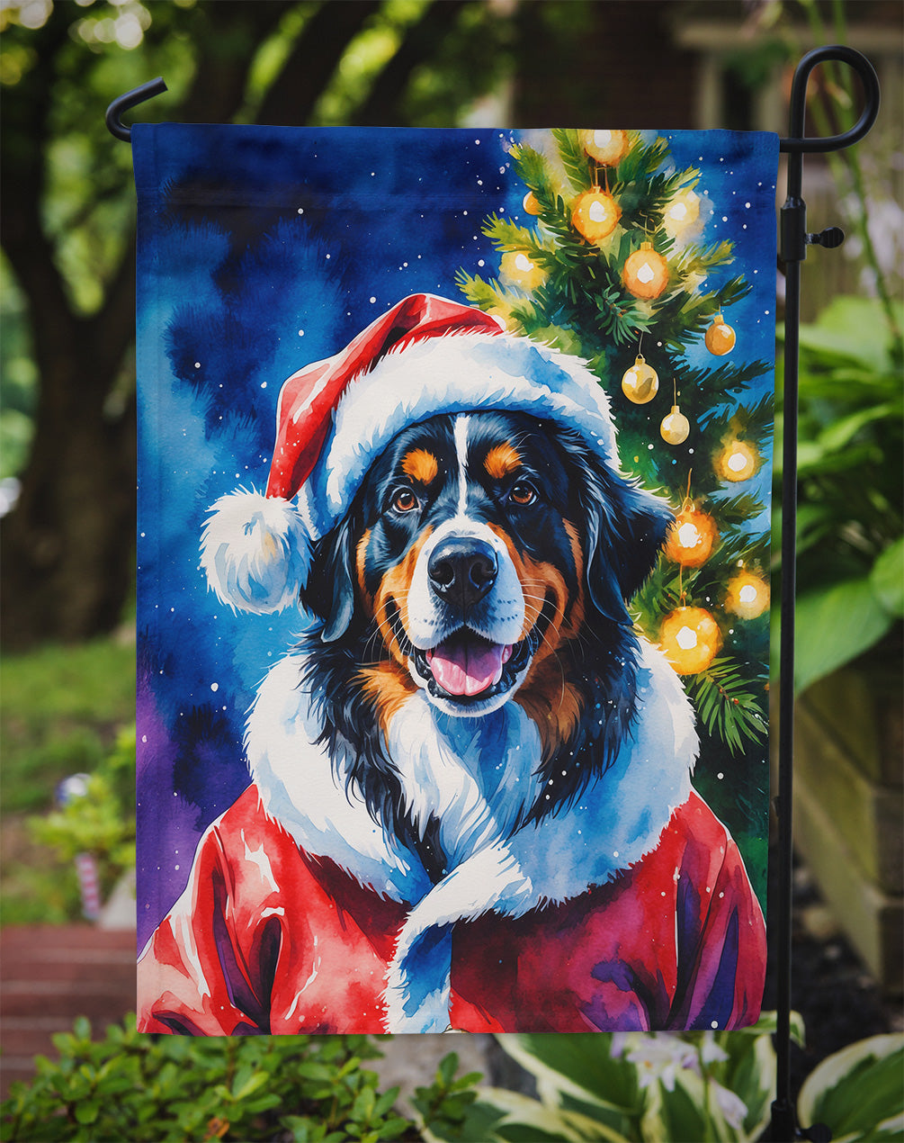 Bernese Mountain Dog Christmas Garden Flag