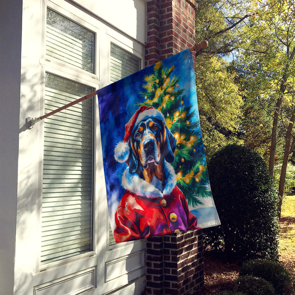Bluetick Coonhound Christmas House Flag