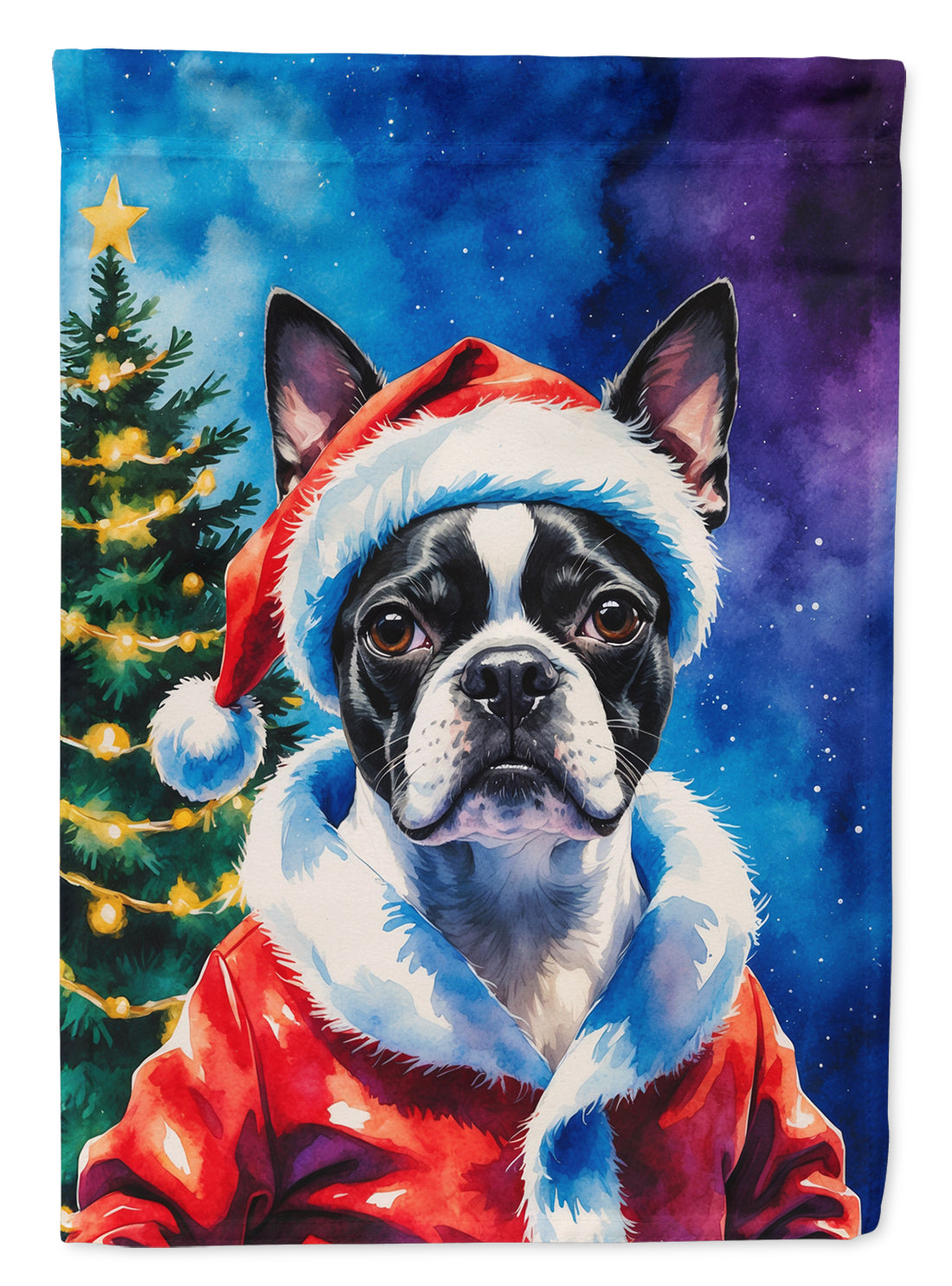 Buy this Boston Terrier Christmas House Flag