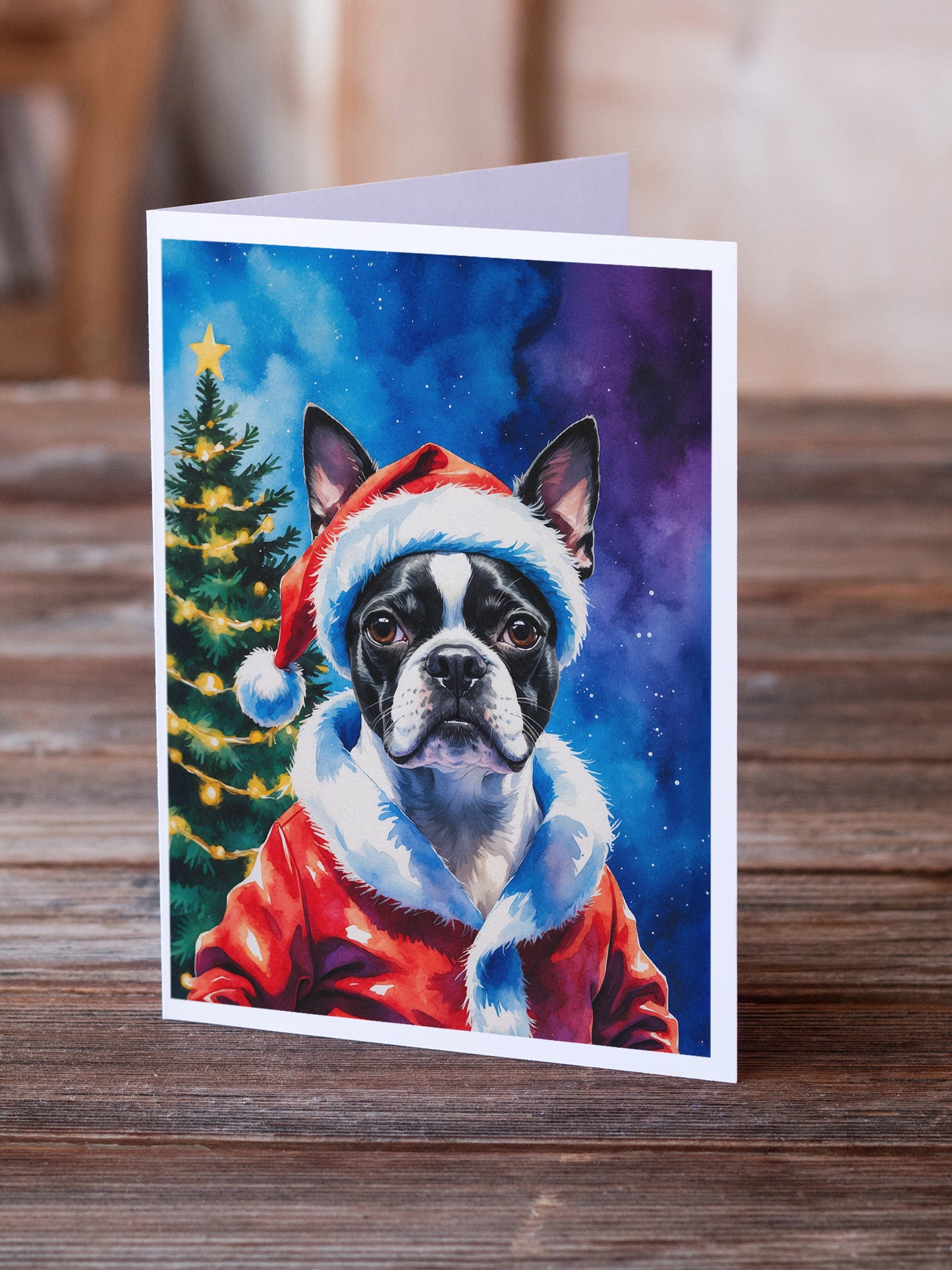 Boston Terrier Christmas Greeting Cards Pack of 8