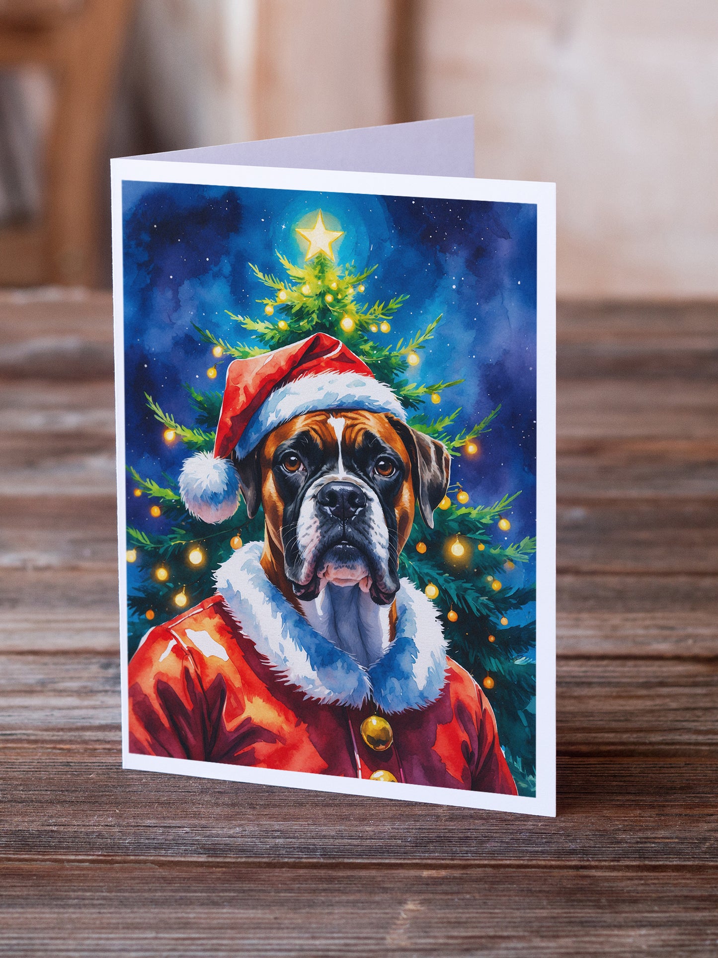 Boxer Christmas Greeting Cards Pack of 8
