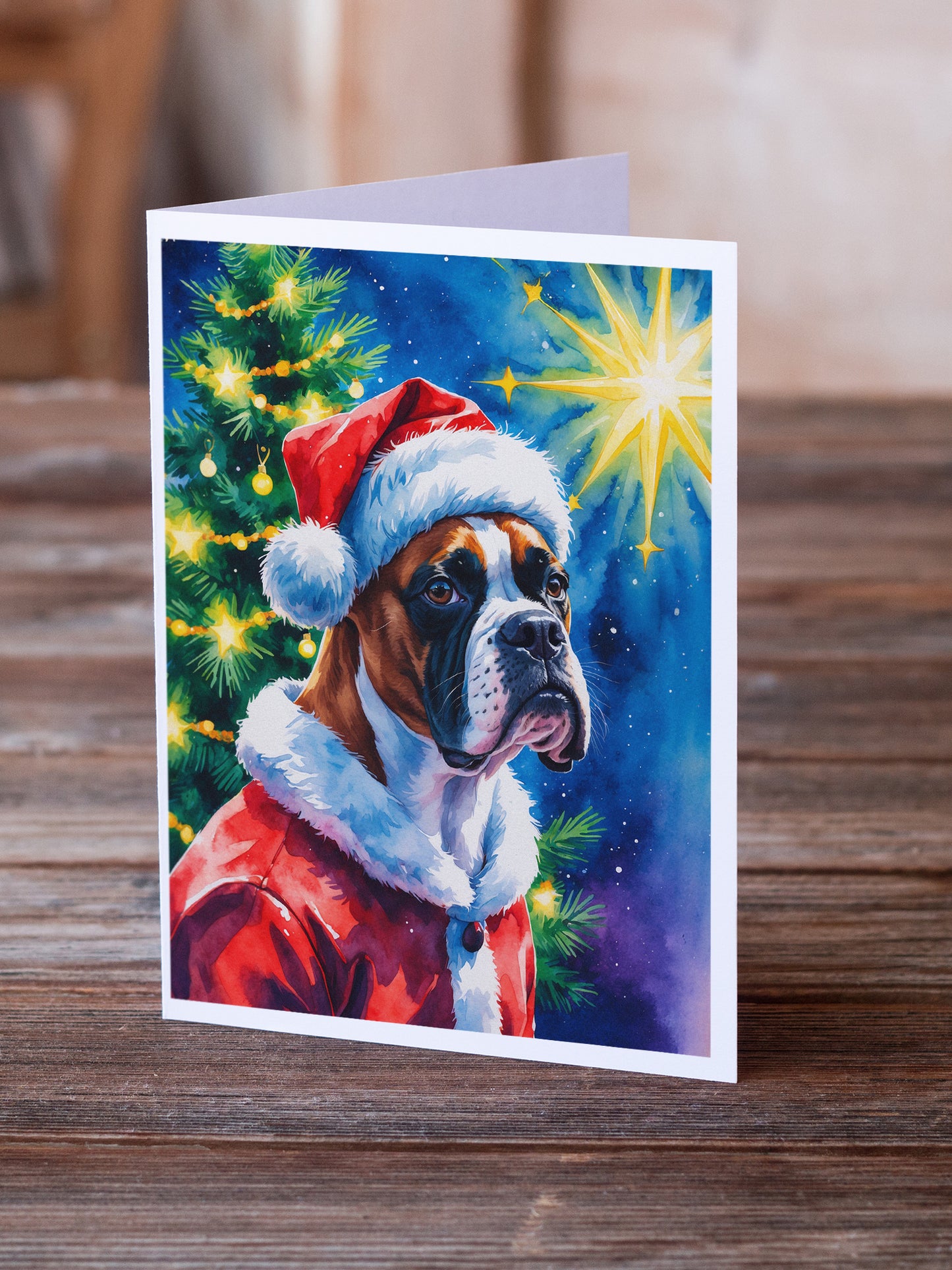 Boxer Christmas Greeting Cards Pack of 8
