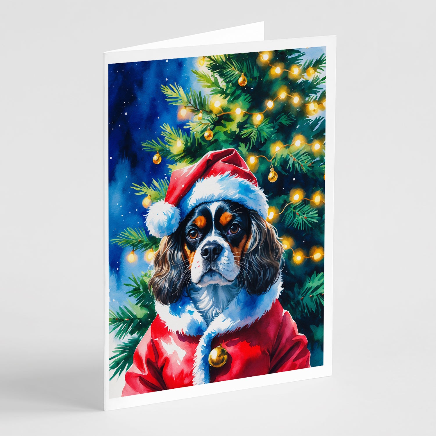 Buy this Tricolor Cavalier Spaniel Christmas Greeting Cards Pack of 8