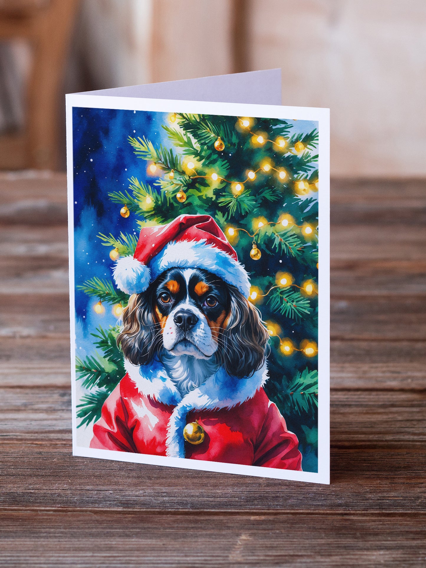Tricolor Cavalier Spaniel Christmas Greeting Cards Pack of 8