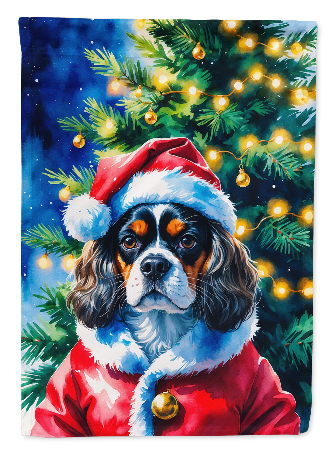 Buy this Tricolor Cavalier Spaniel Christmas Garden Flag
