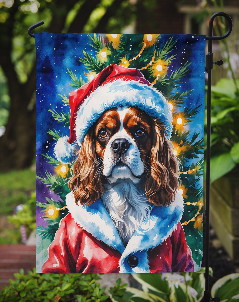Cavalier Spaniel Christmas Garden Flag