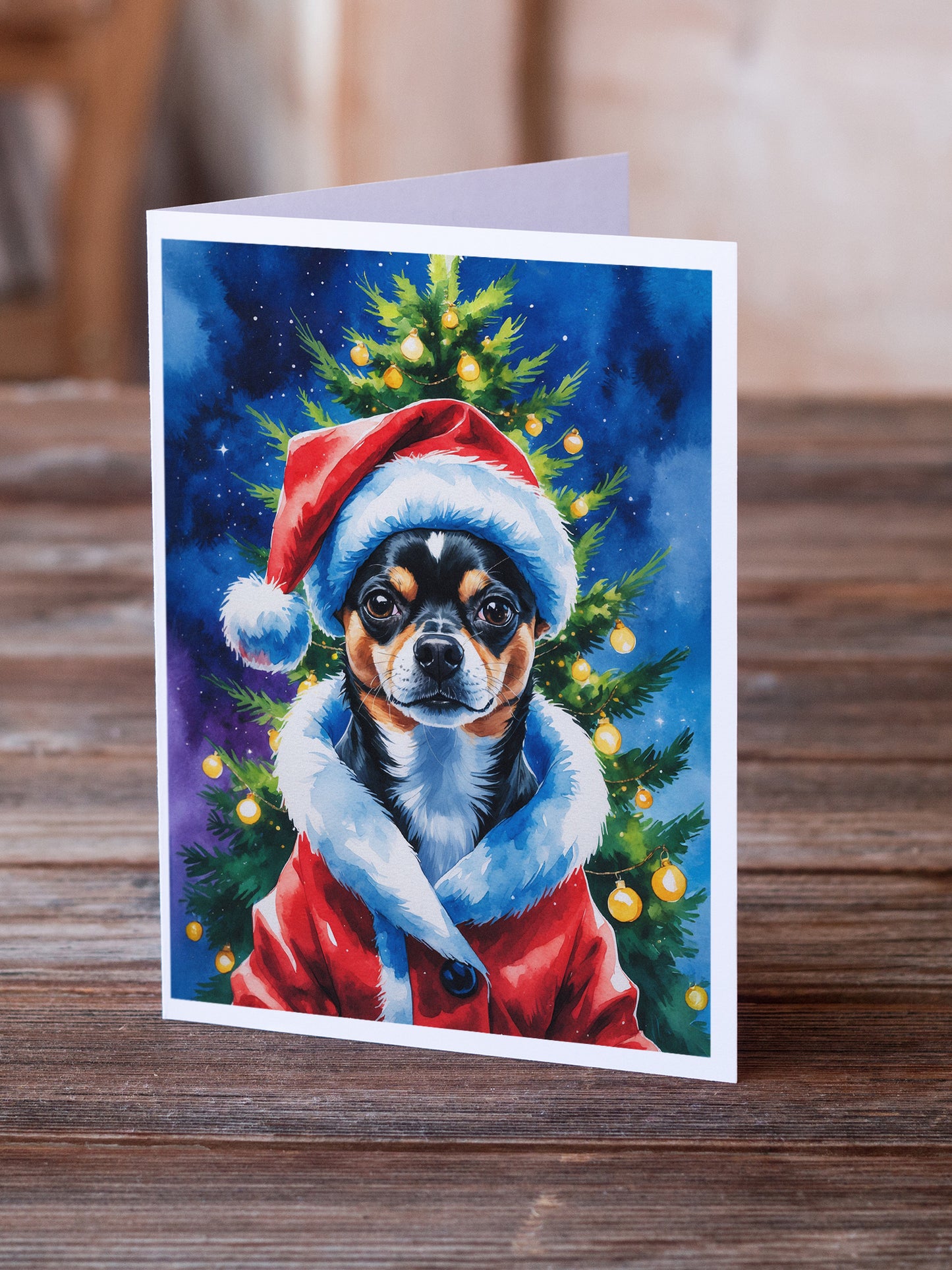 Black and Tan Chihuahua Christmas Greeting Cards Pack of 8