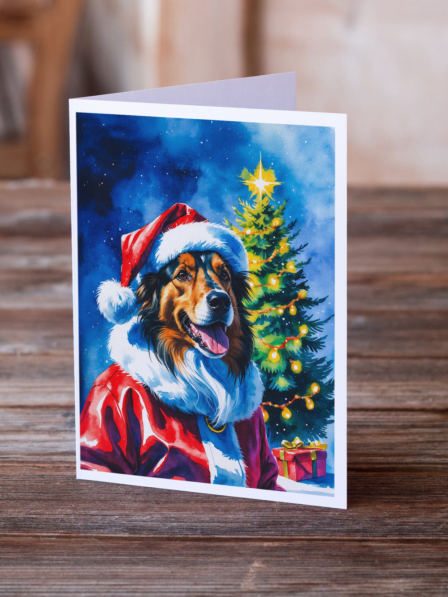 Collie Christmas Greeting Cards Pack of 8