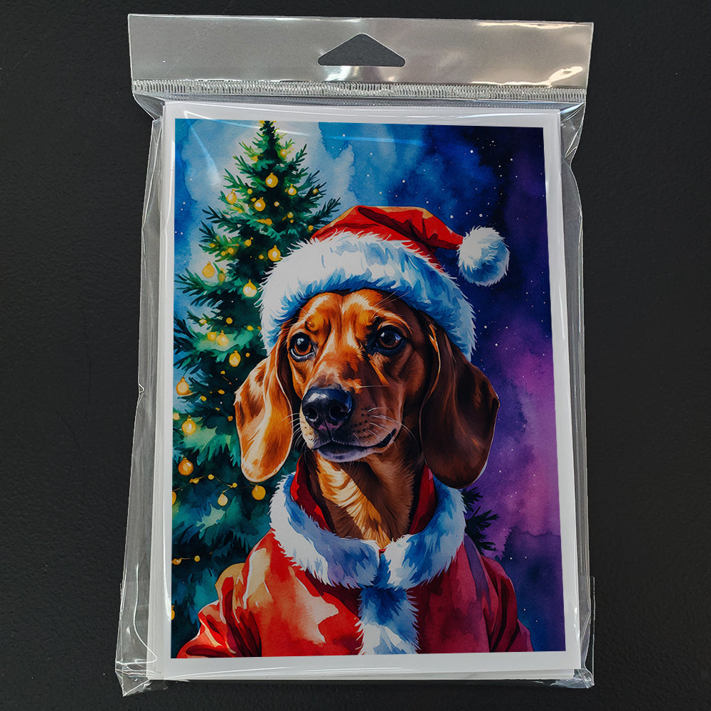 Red Dachshund Christmas Greeting Cards Pack of 8