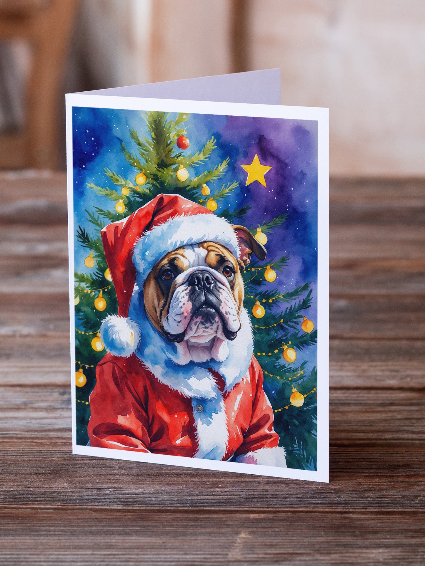 English Bulldog Christmas Greeting Cards Pack of 8