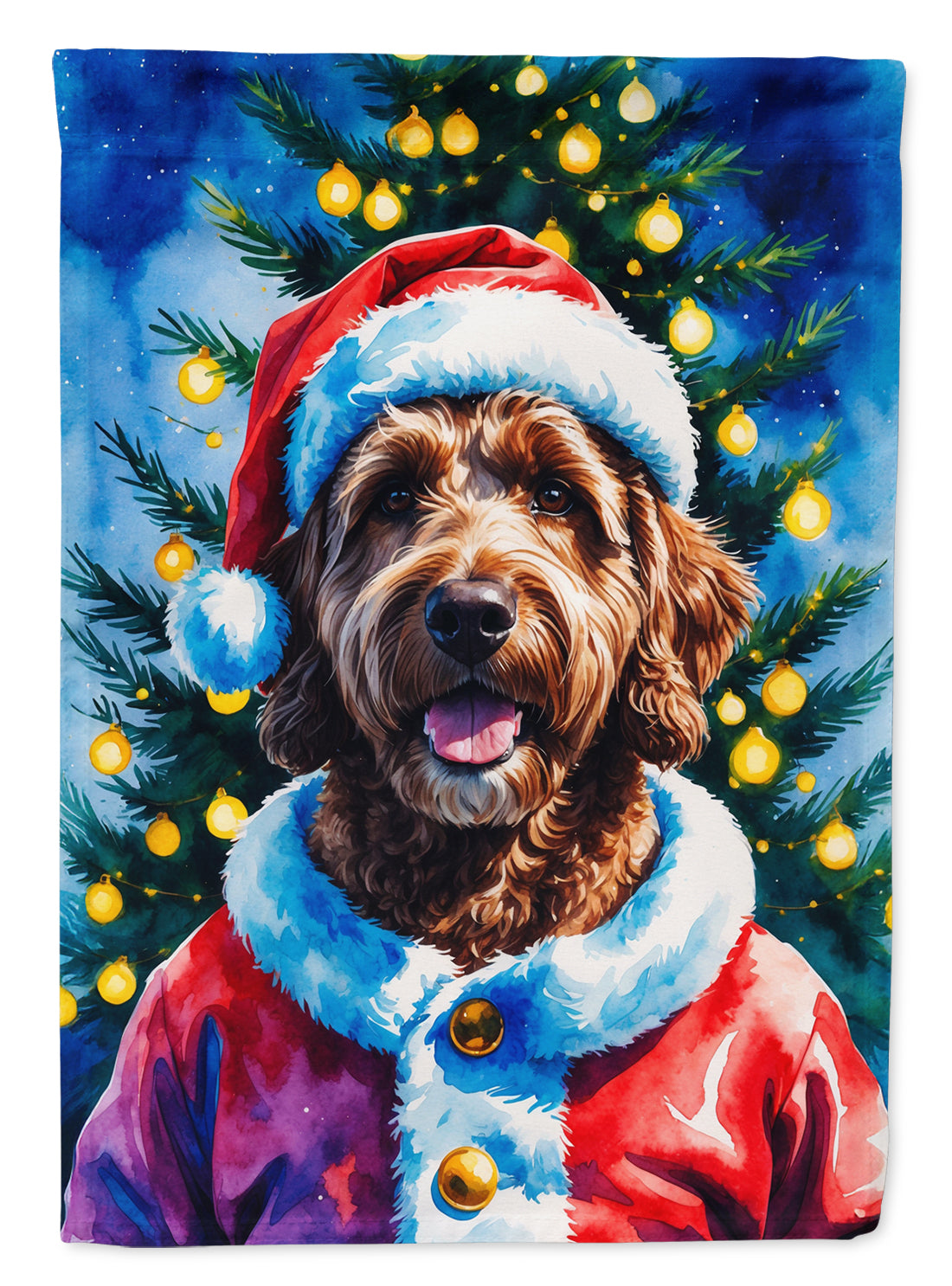 Buy this Chocolate Labradoodle Christmas House Flag