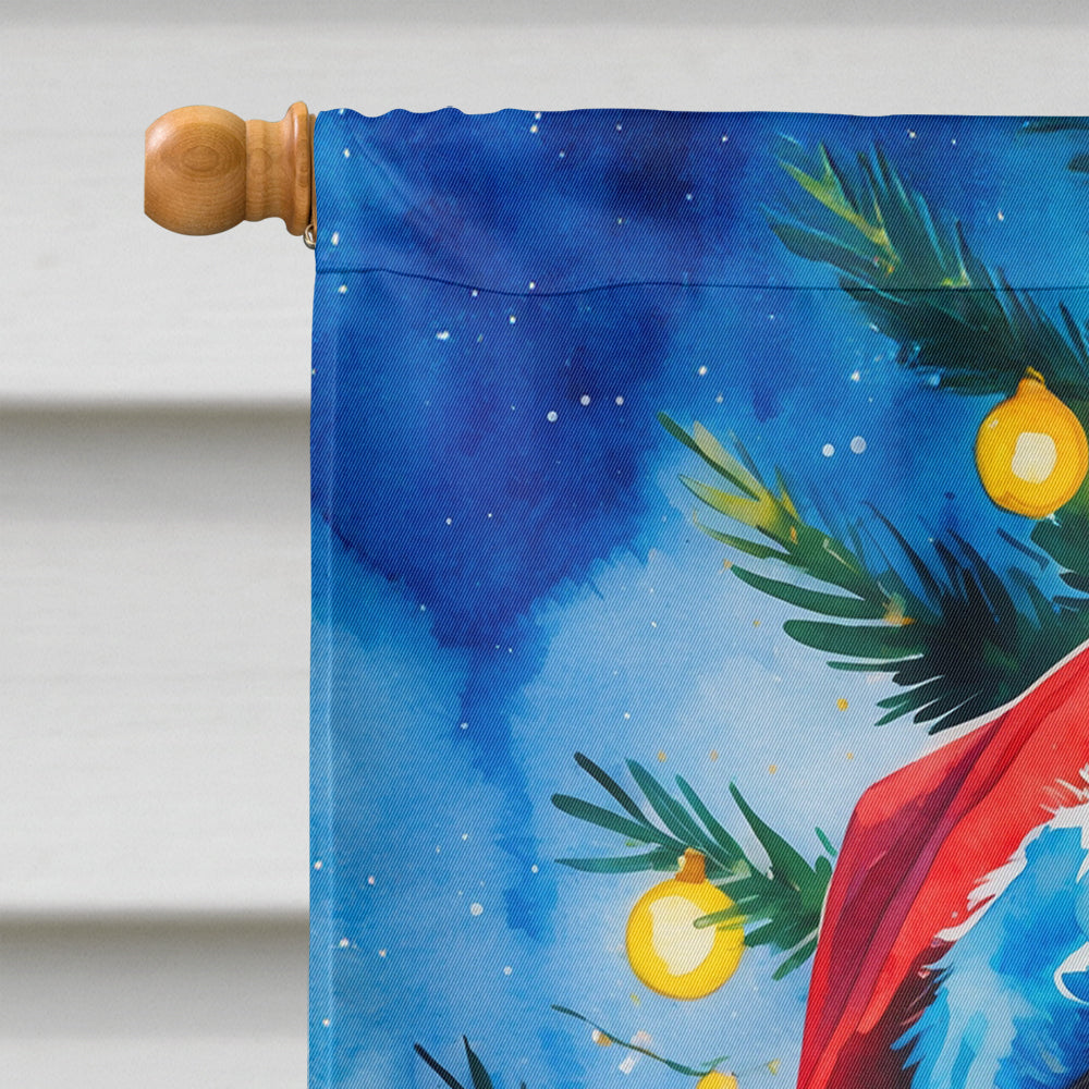 Chocolate Labradoodle Christmas House Flag