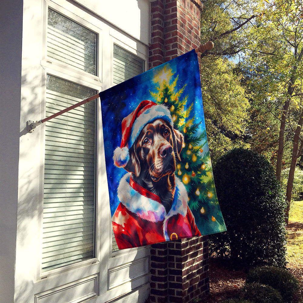 Chocolate Labrador Retriever Christmas House Flag