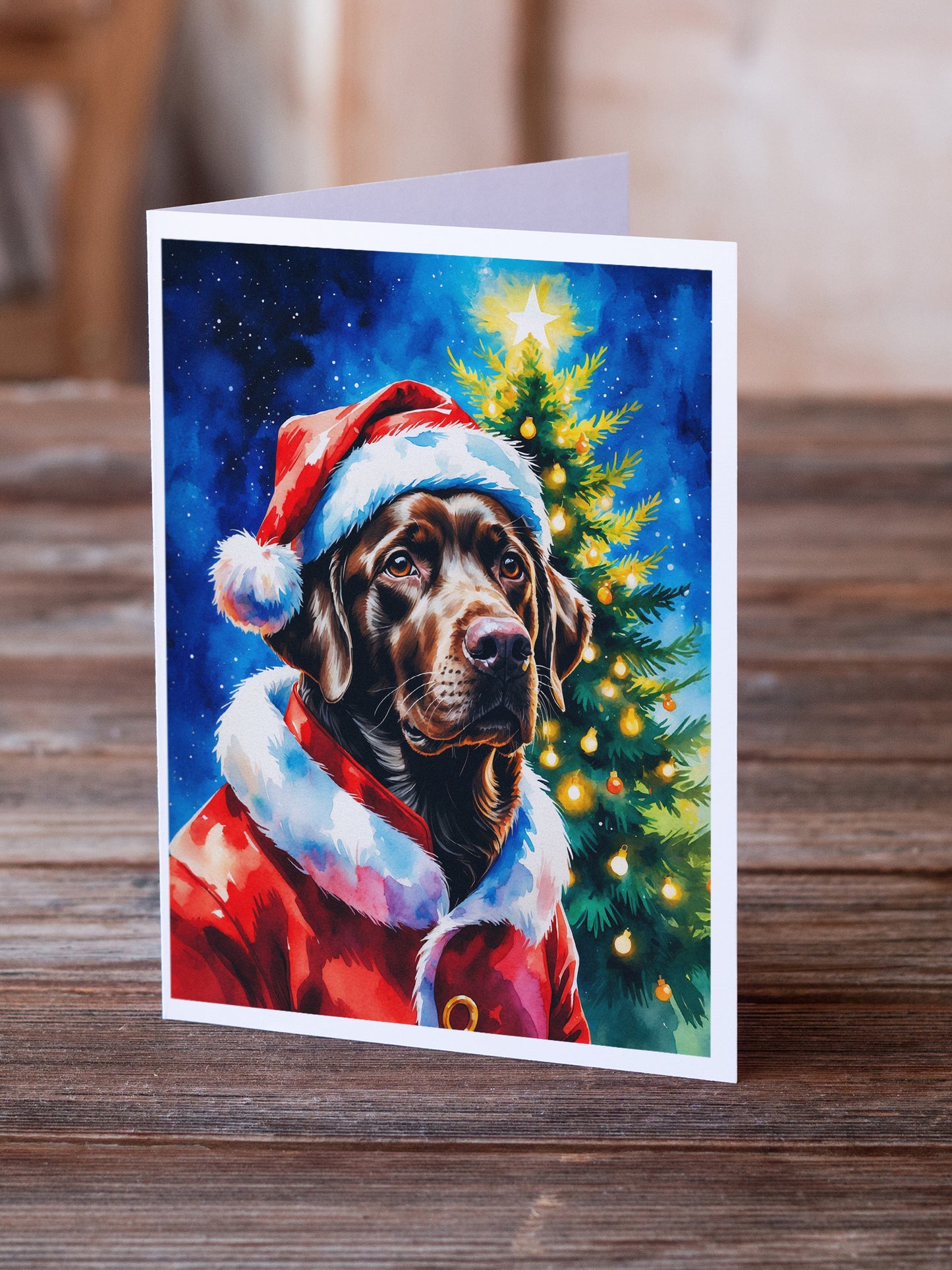 Chocolate Labrador Retriever Christmas Greeting Cards Pack of 8