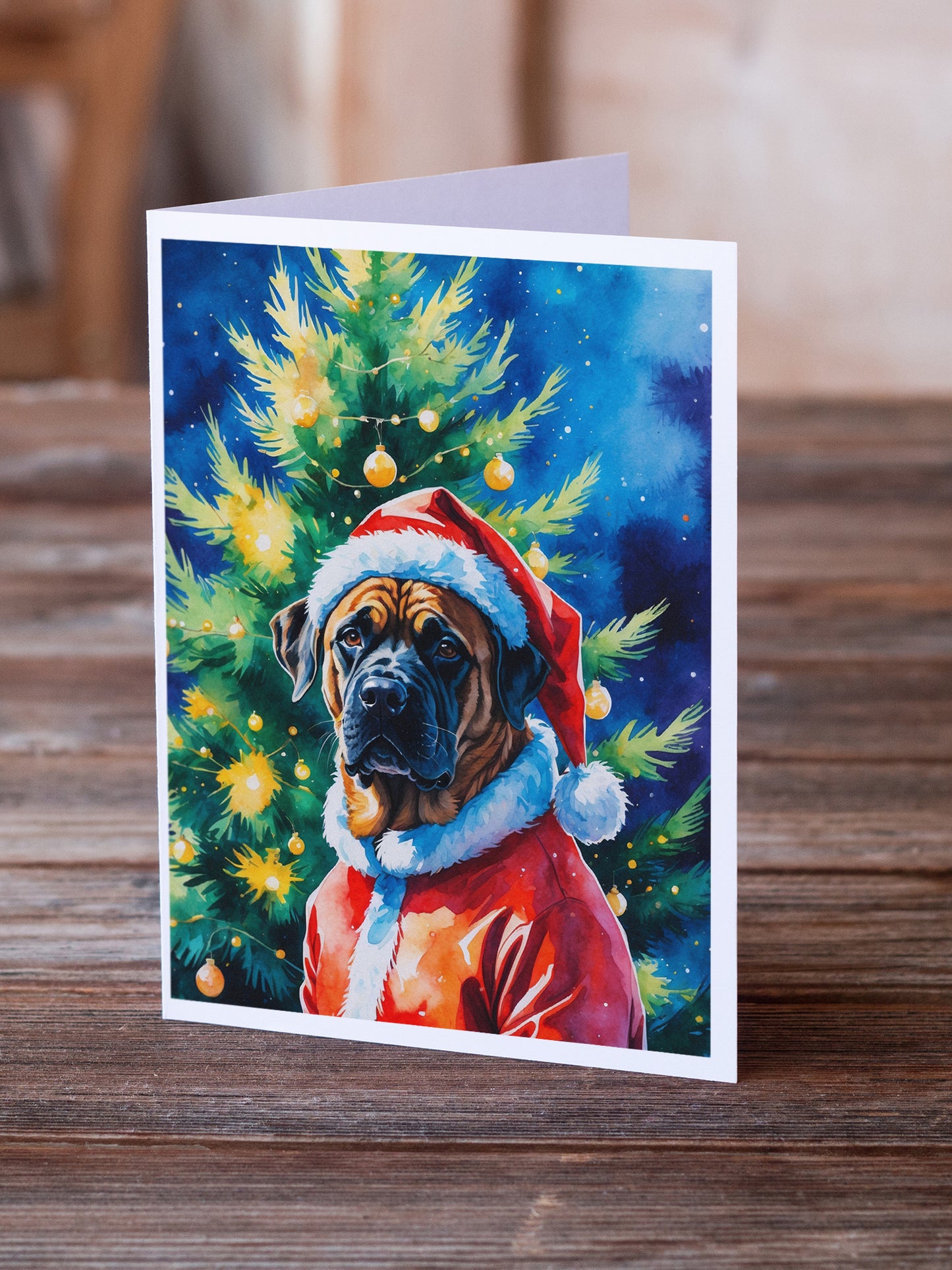 Mastiff Christmas Greeting Cards Pack of 8