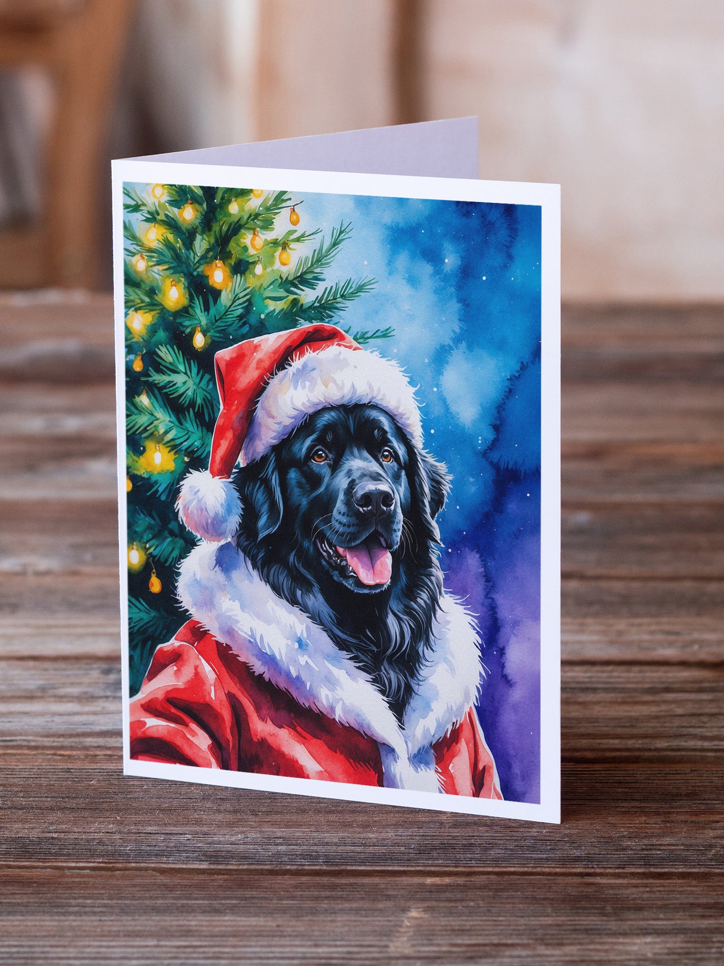 Black Newfoundland Christmas Greeting Cards Pack of 8