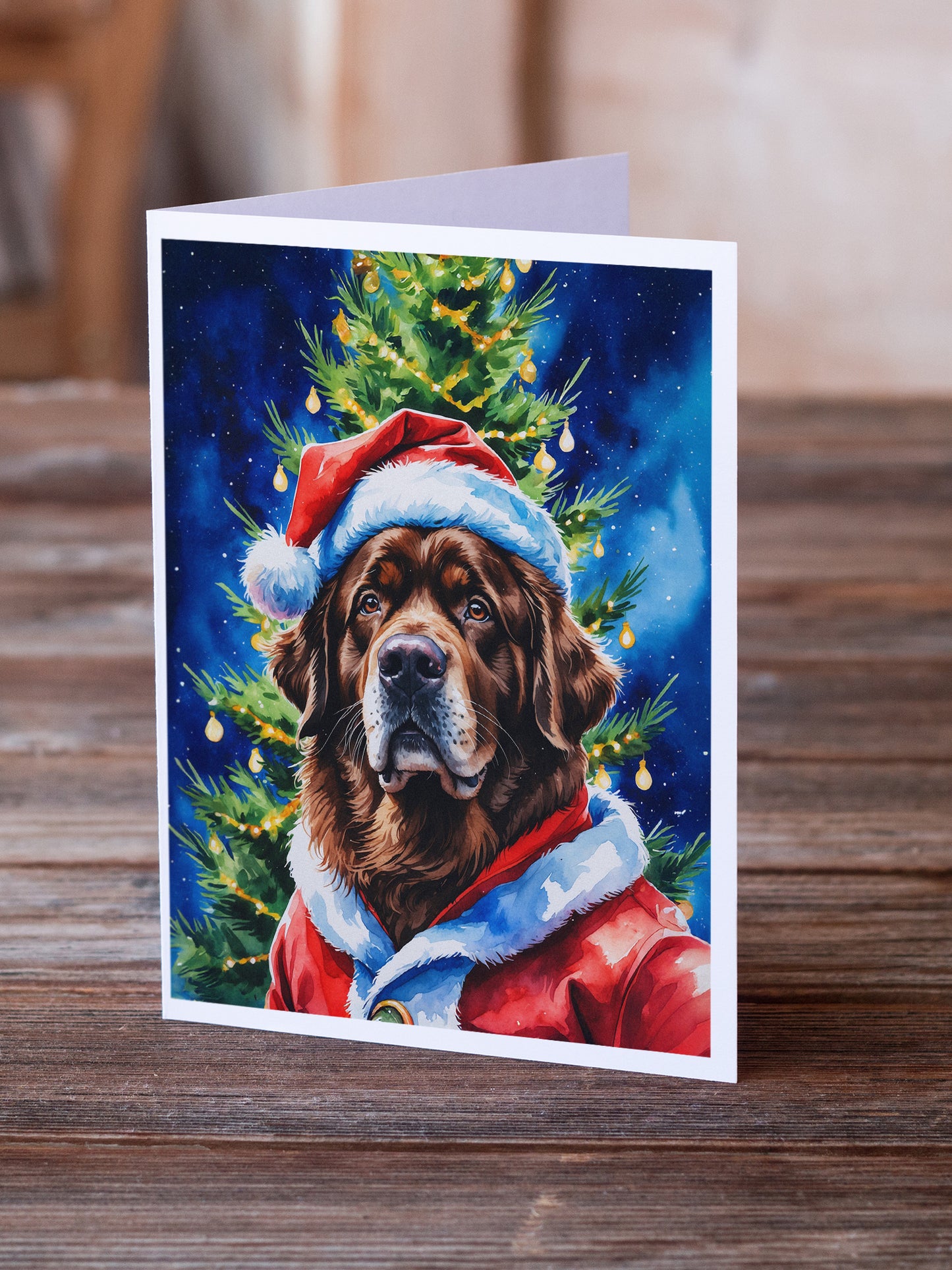 Chocolate Newfoundland Christmas Greeting Cards Pack of 8