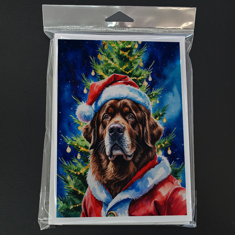 Chocolate Newfoundland Christmas Greeting Cards Pack of 8