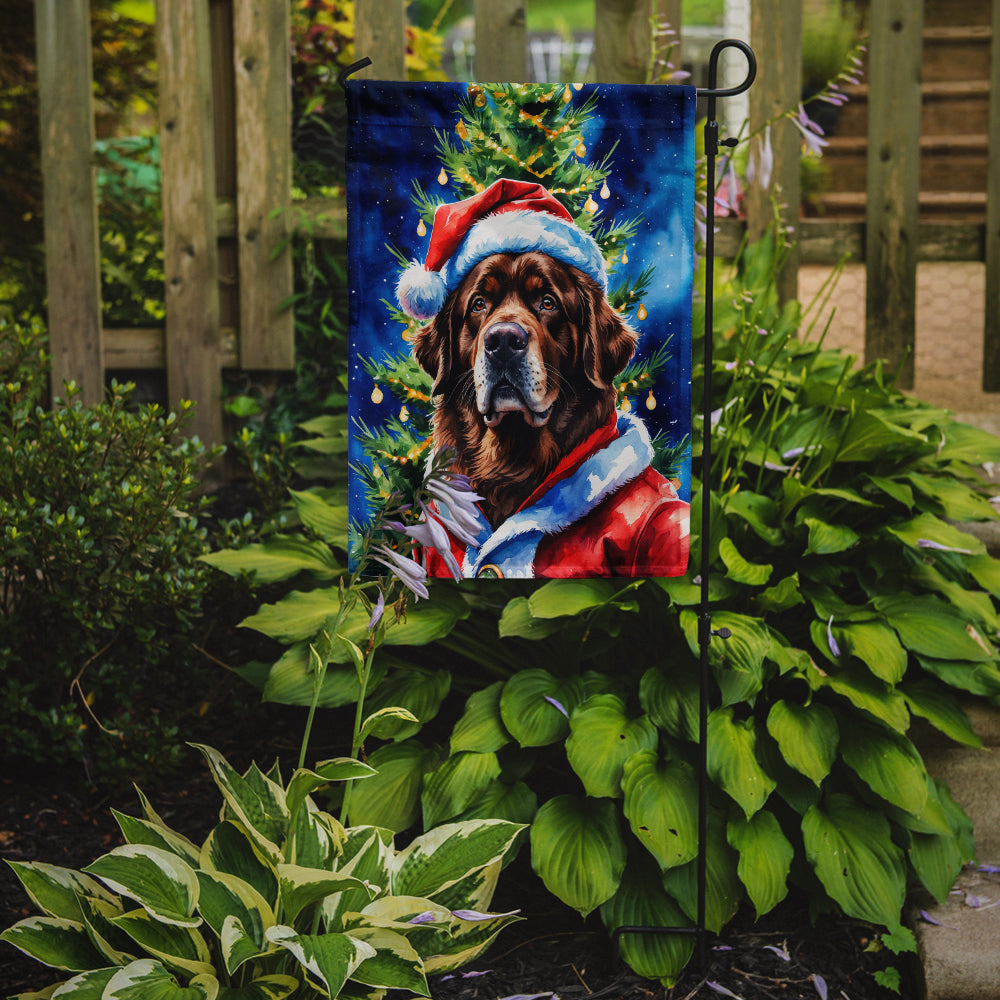 Chocolate Newfoundland Christmas Garden Flag