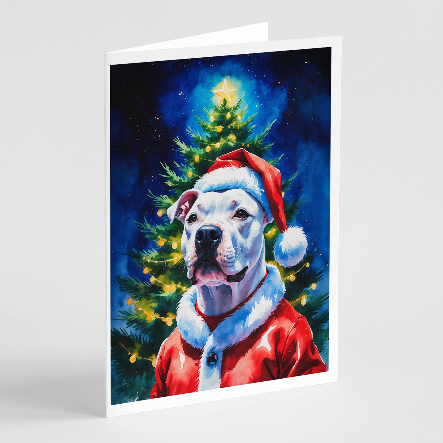 Buy this White Pit Bull Terrier Christmas Greeting Cards Pack of 8
