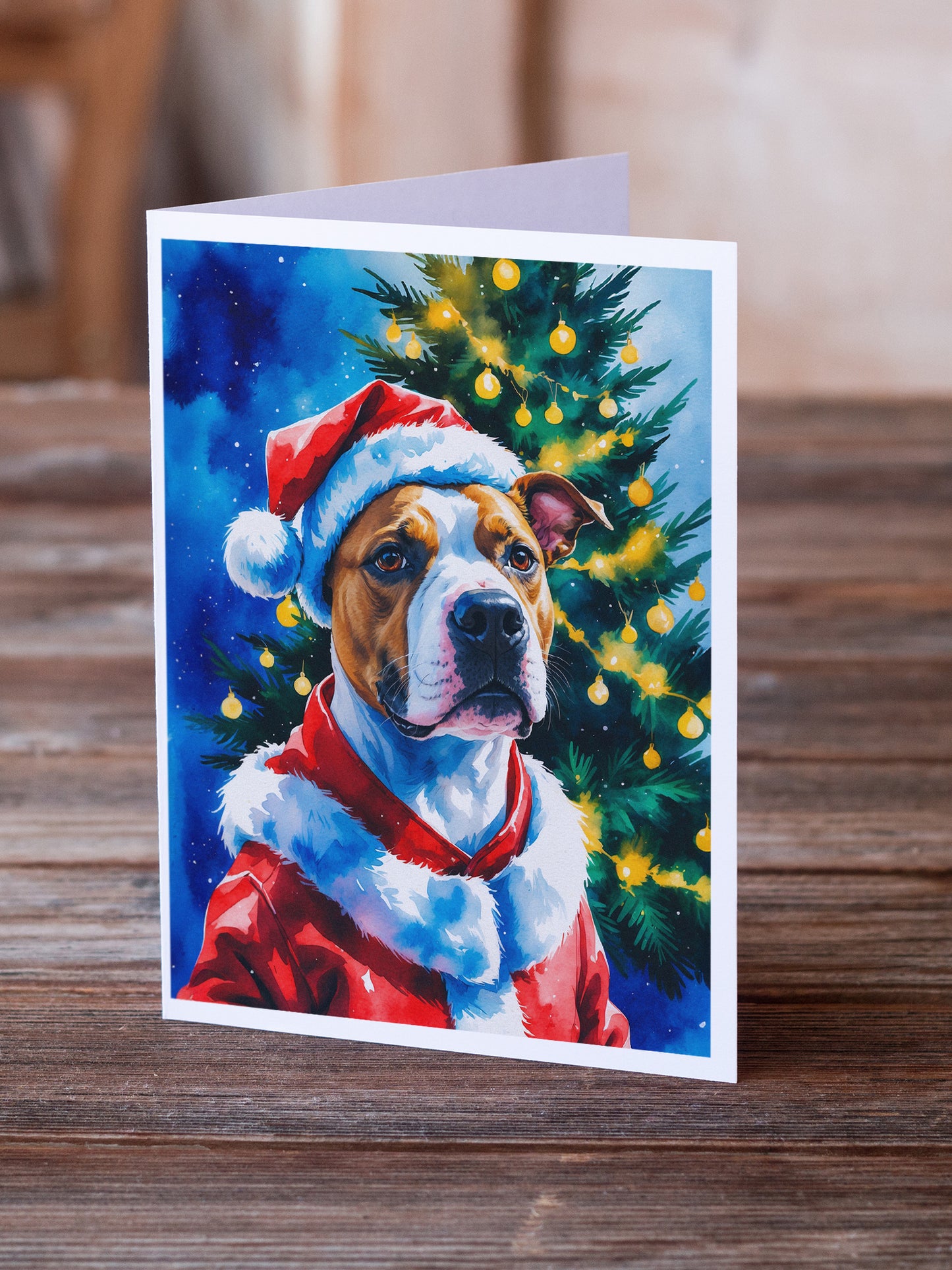 Pit Bull Terrier Christmas Greeting Cards Pack of 8