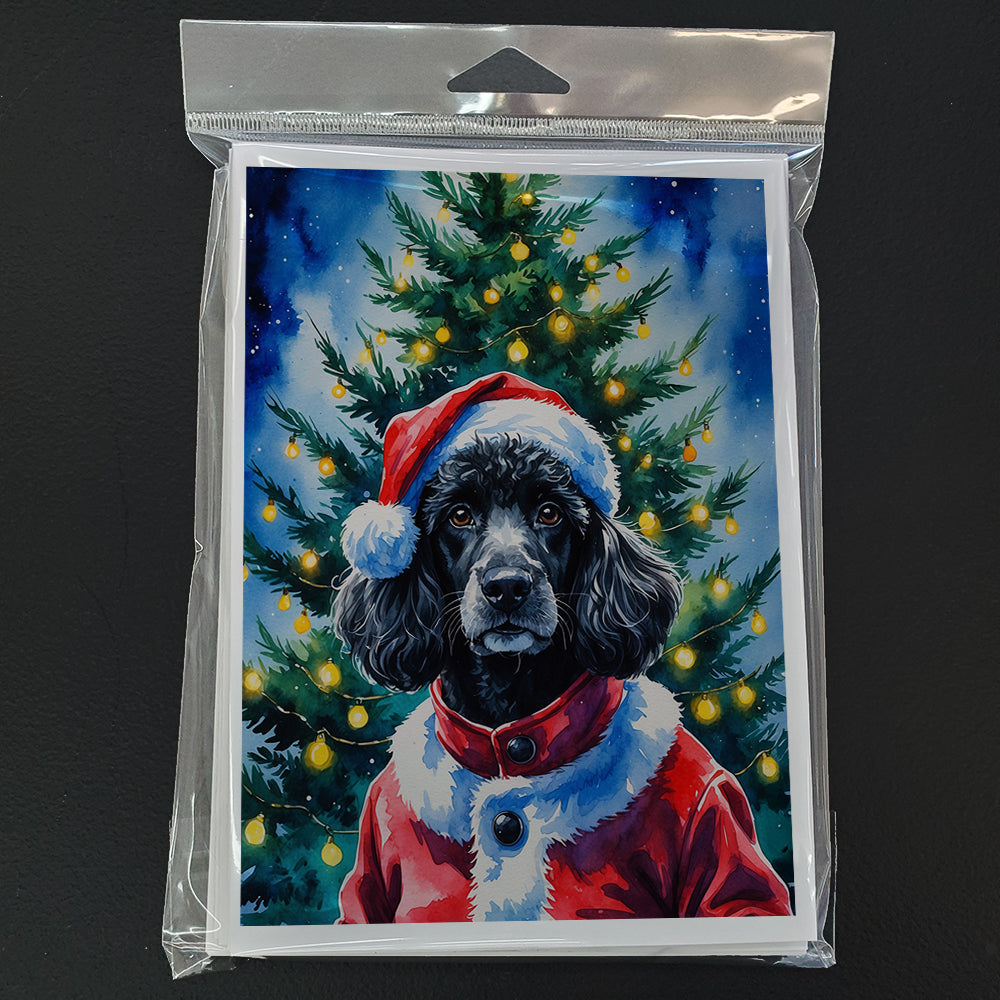 Black Poodle Christmas Greeting Cards Pack of 8