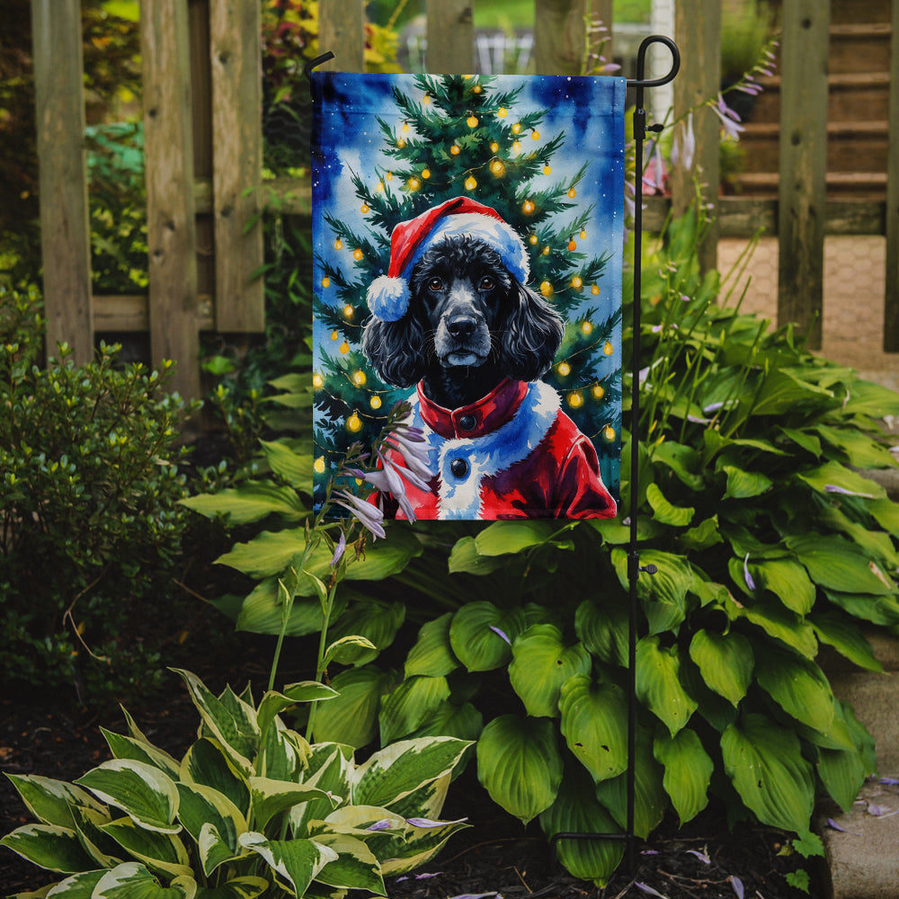 Black Poodle Christmas Garden Flag