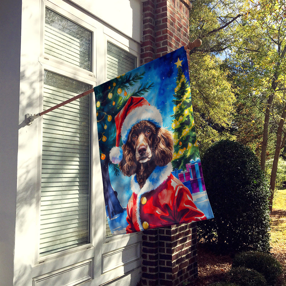 Chocolate Poodle Christmas House Flag