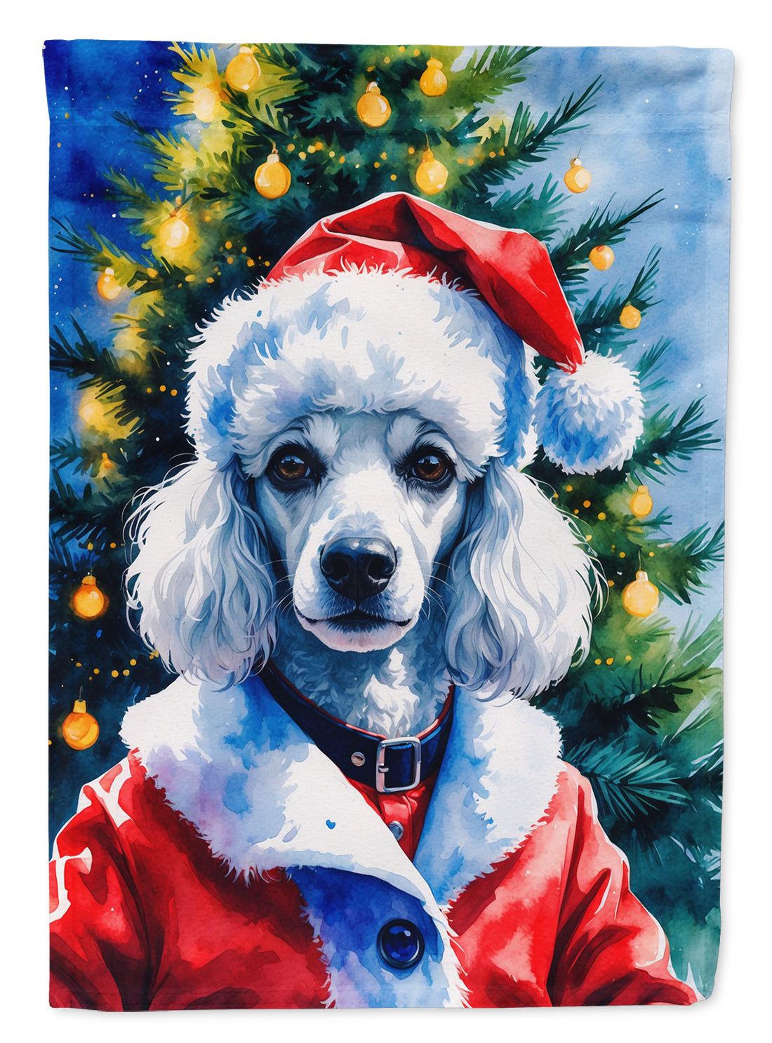 Buy this White Poodle Christmas House Flag