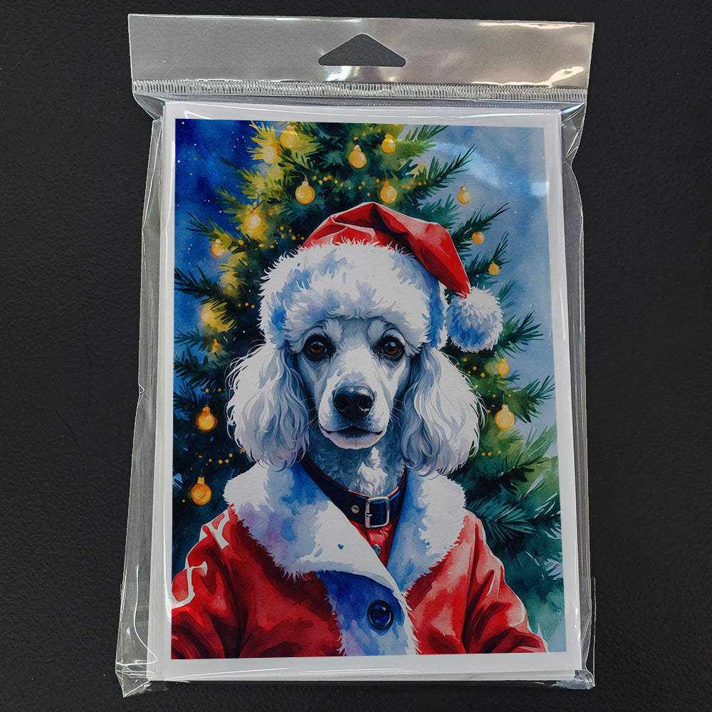 White Poodle Christmas Greeting Cards Pack of 8
