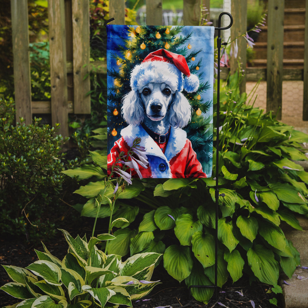 White Poodle Christmas Garden Flag
