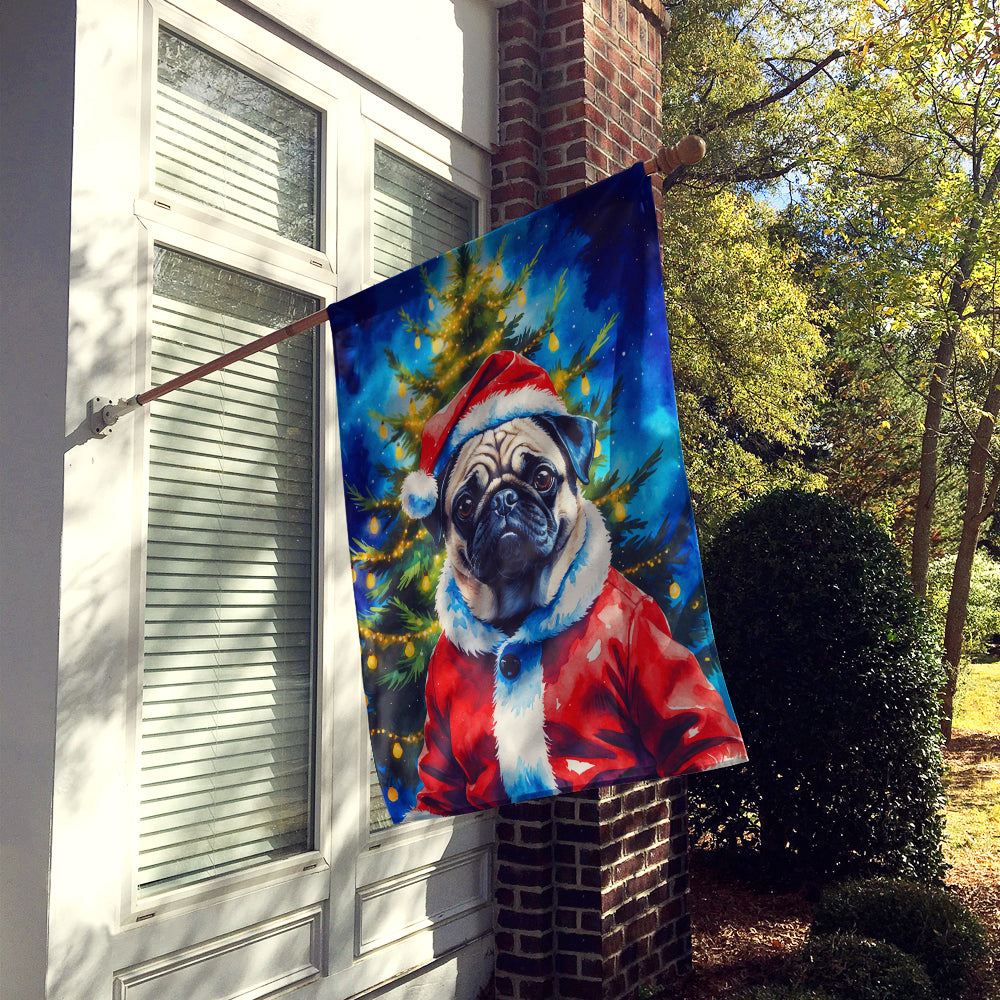 Pug Christmas House Flag
