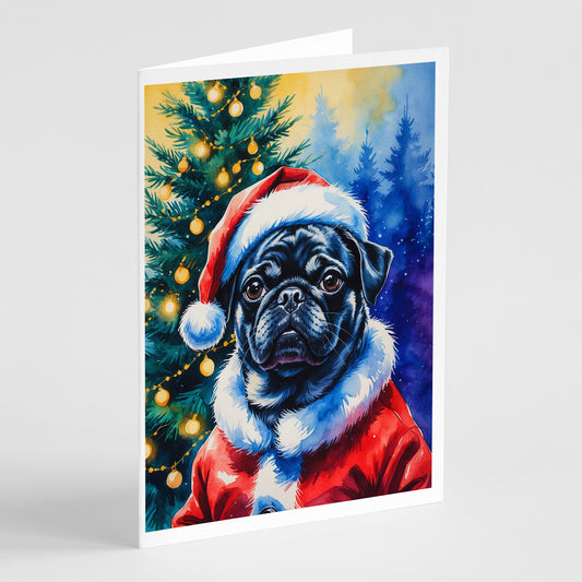 Buy this Black Pug Christmas Greeting Cards Pack of 8