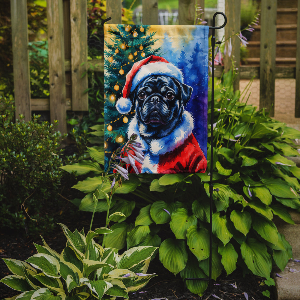 Black Pug Christmas Garden Flag