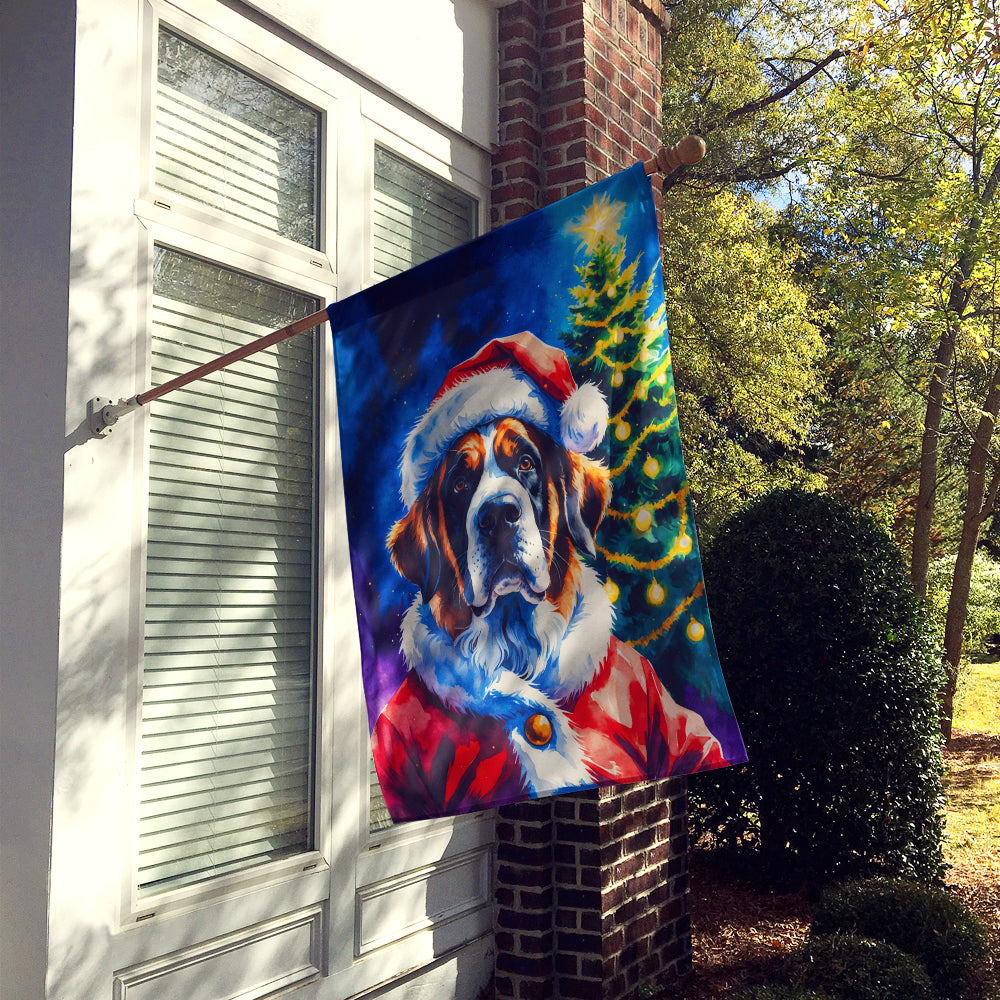 Saint Bernard Christmas House Flag