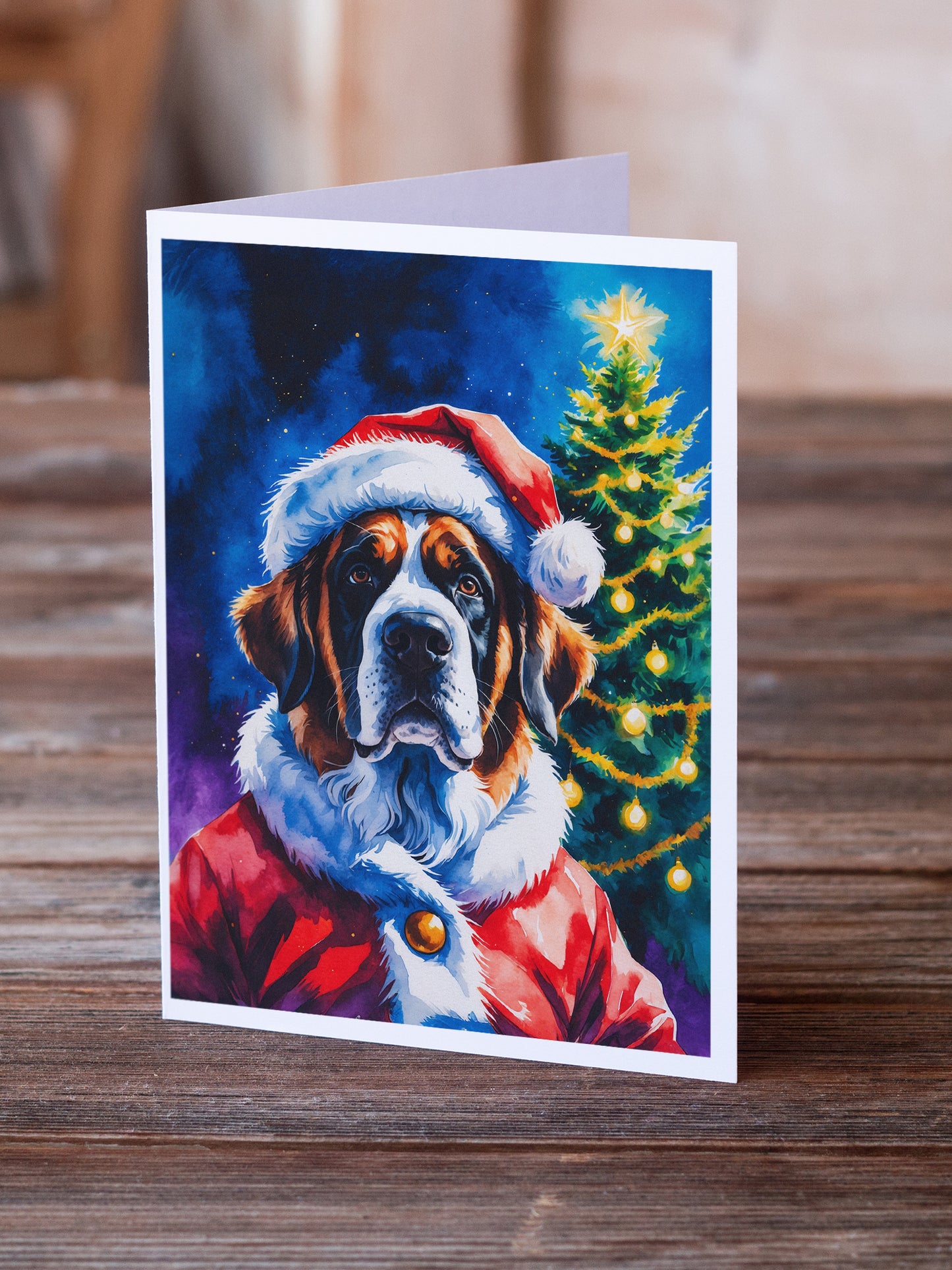 Saint Bernard Christmas Greeting Cards Pack of 8