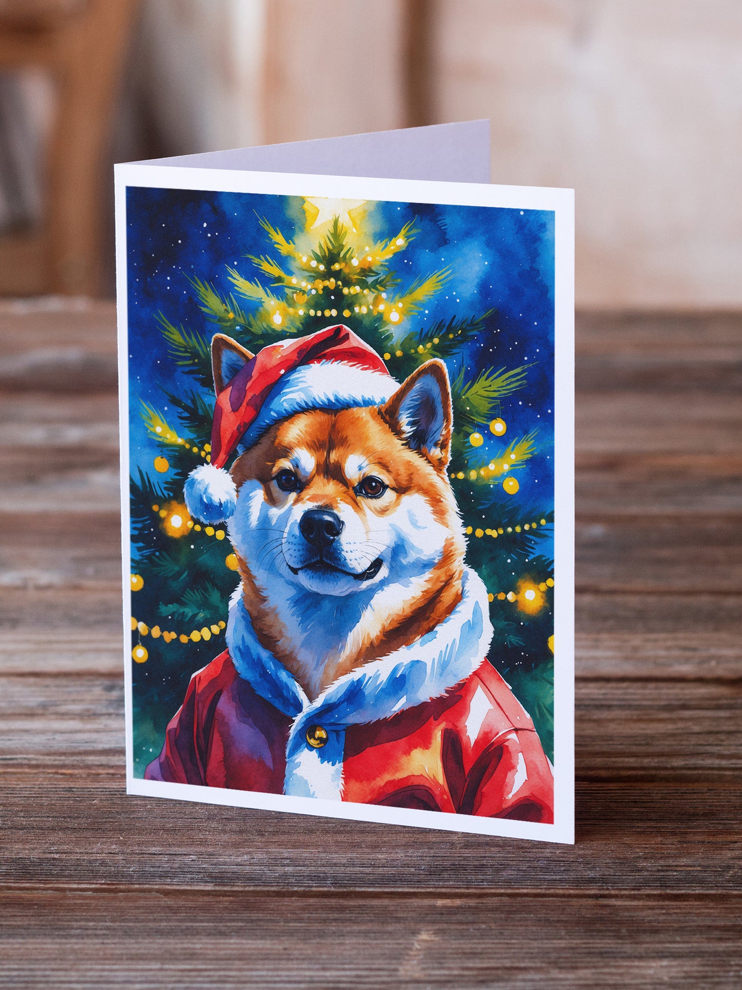 Shiba Inu Christmas Greeting Cards Pack of 8