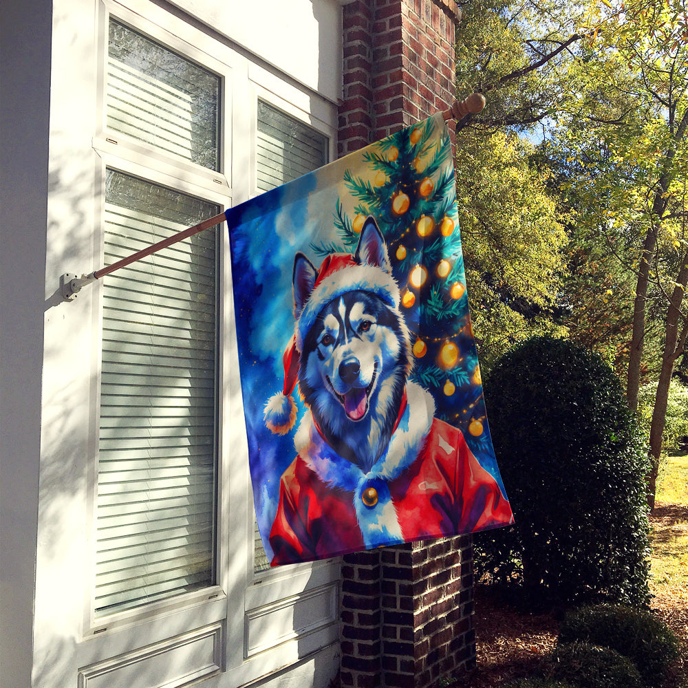 Siberian Husky Christmas House Flag