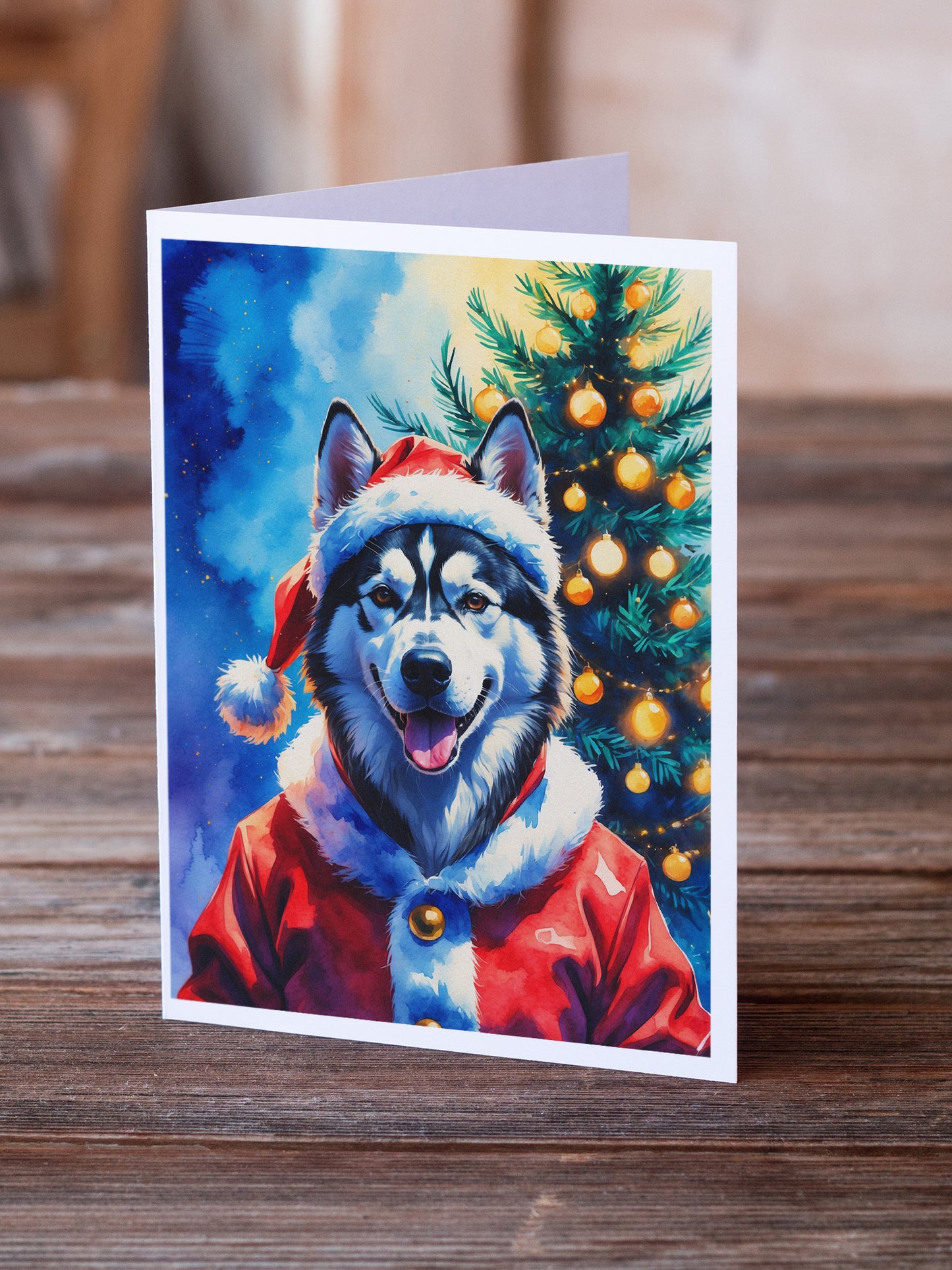 Siberian Husky Christmas Greeting Cards Pack of 8