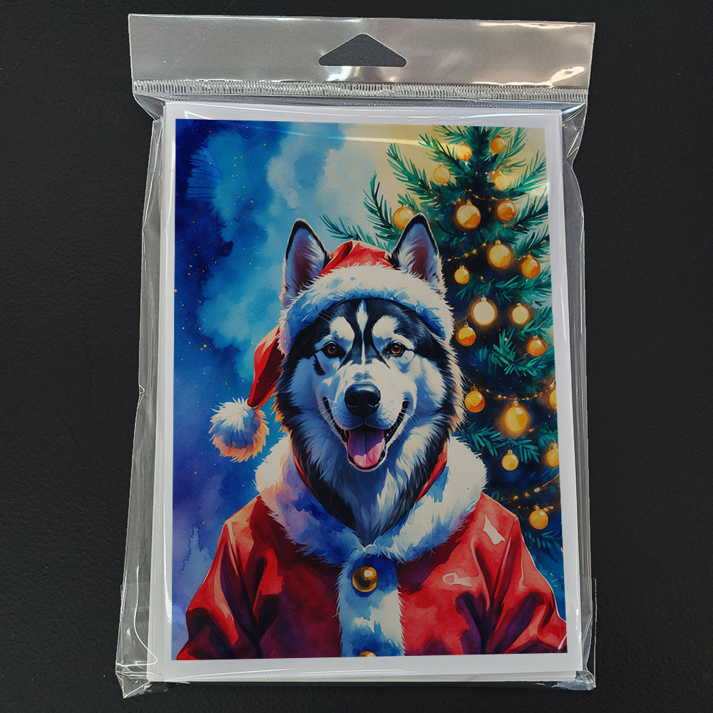 Siberian Husky Christmas Greeting Cards Pack of 8