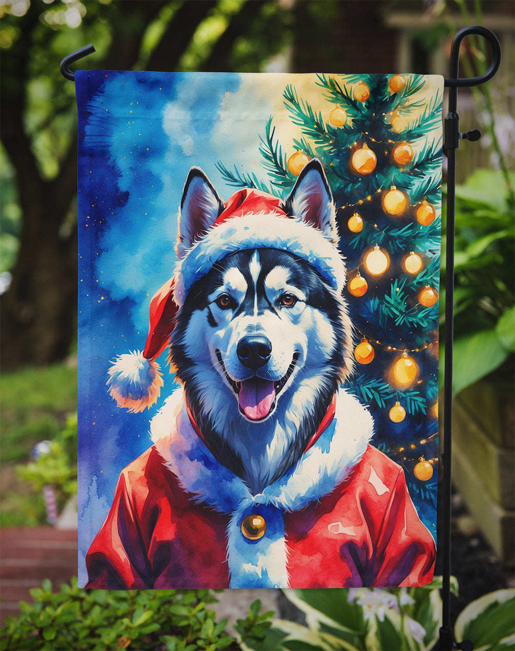 Siberian Husky Christmas Garden Flag