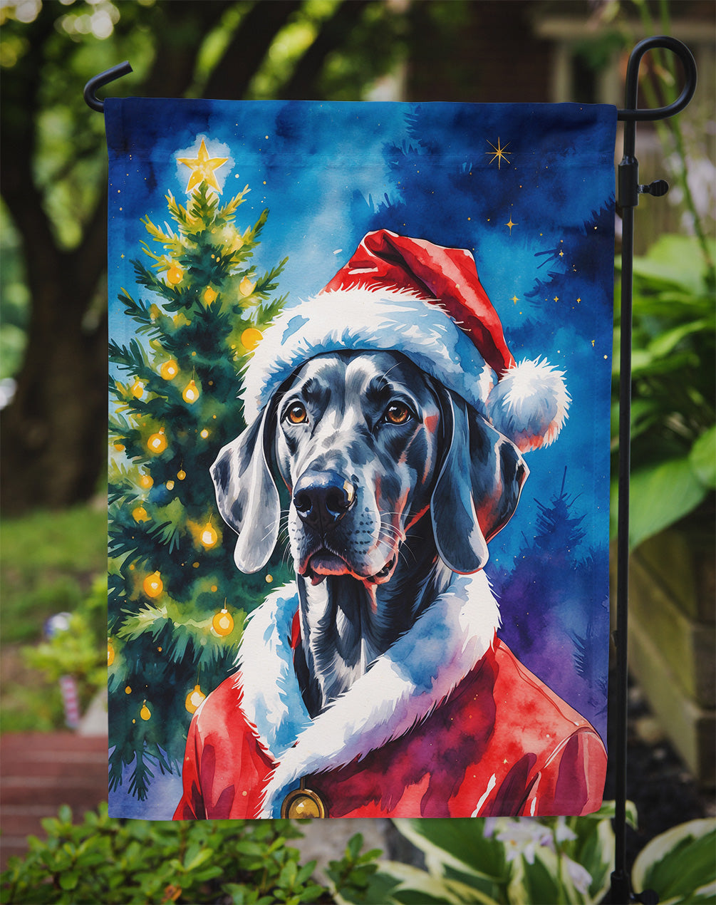 Weimaraner Christmas Garden Flag