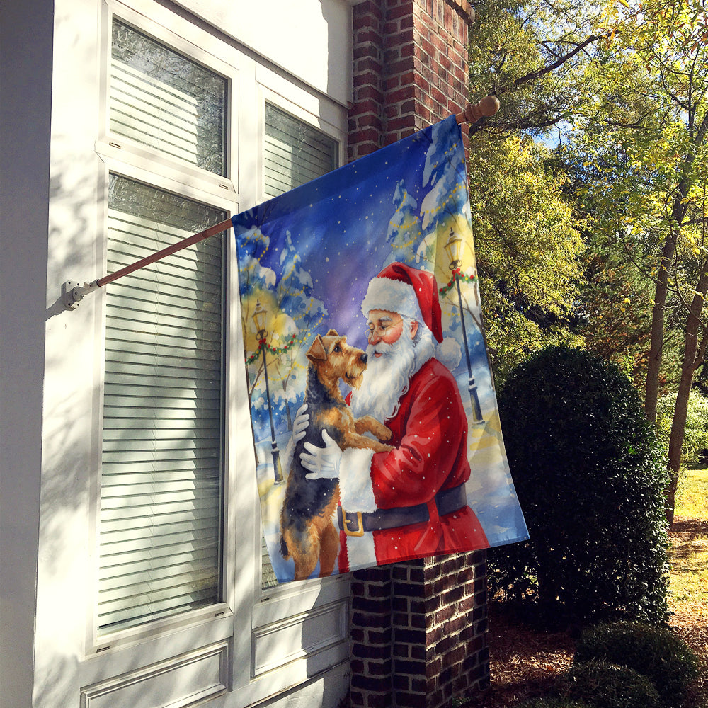 Airedale Terrier with Santa Claus House Flag