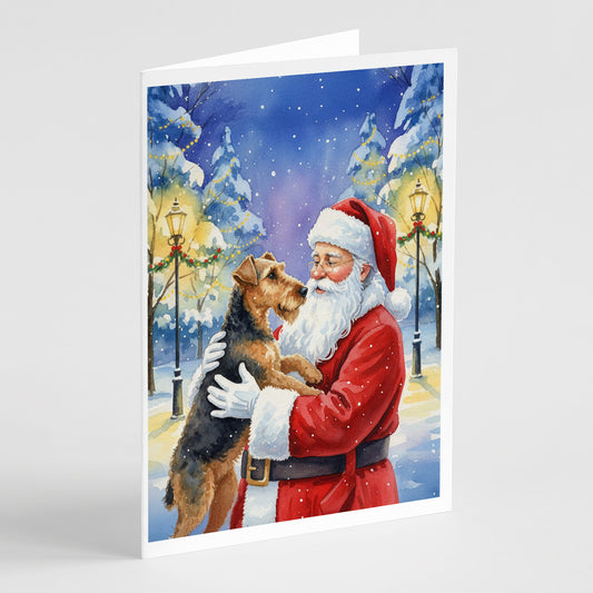 Buy this Airedale Terrier with Santa Claus Greeting Cards Pack of 8