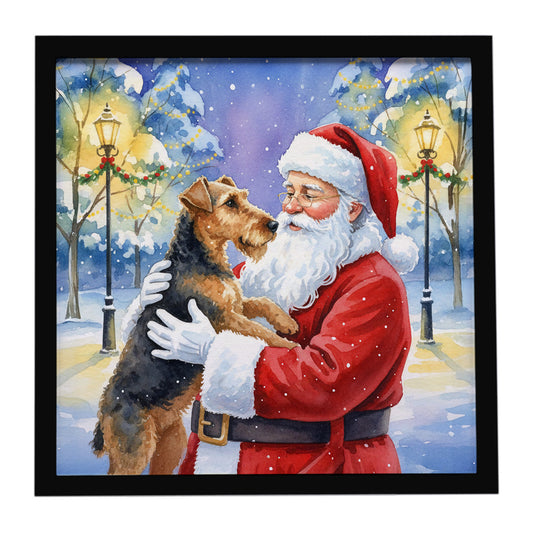 Buy this Airedale Terrier with Santa Claus Framed Metal Print