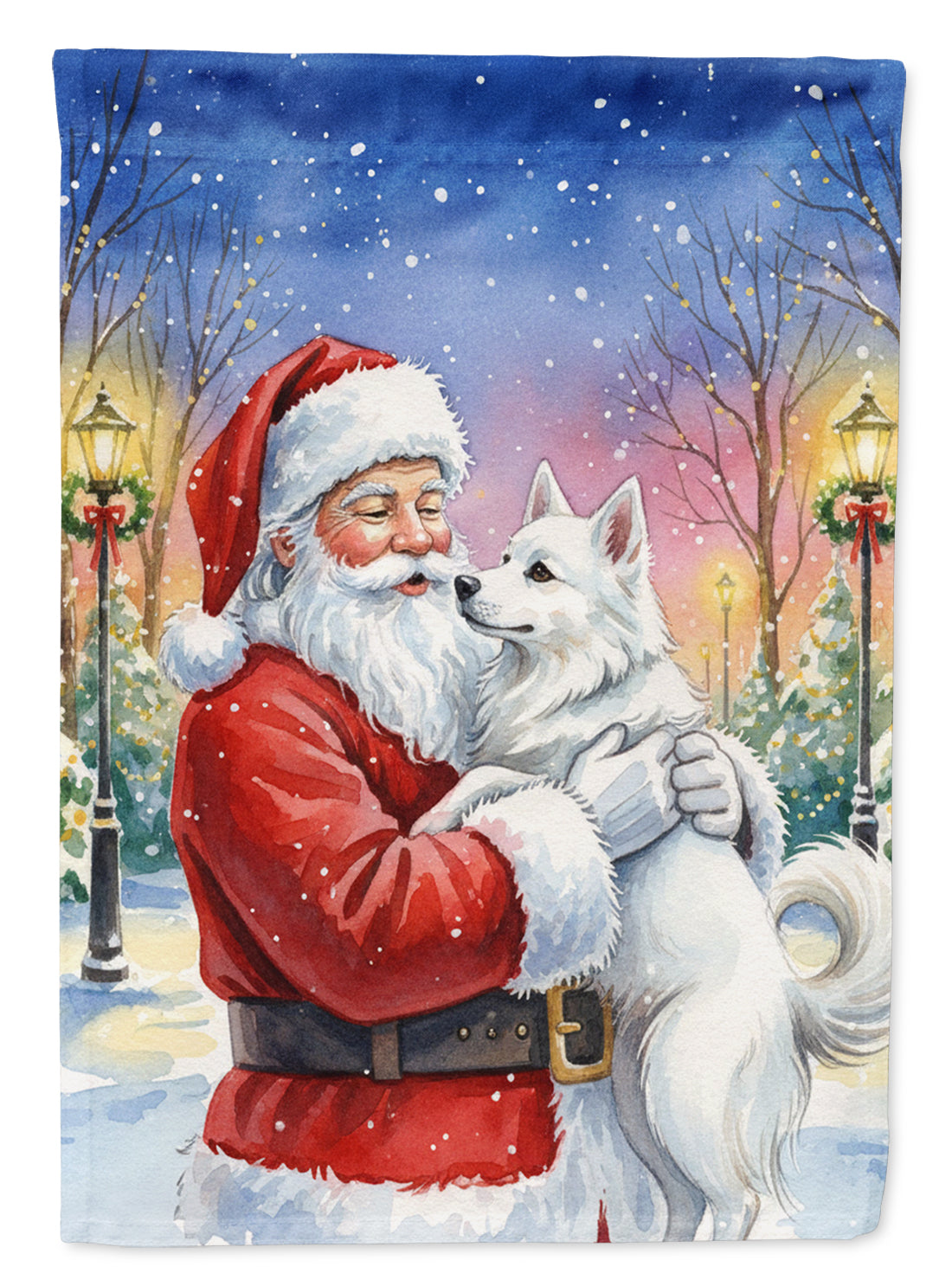 Buy this American Eskimo with Santa Claus House Flag