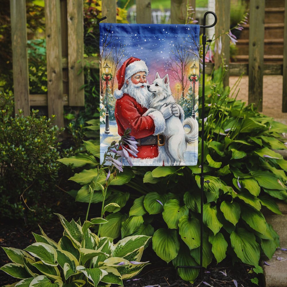 American Eskimo with Santa Claus Garden Flag